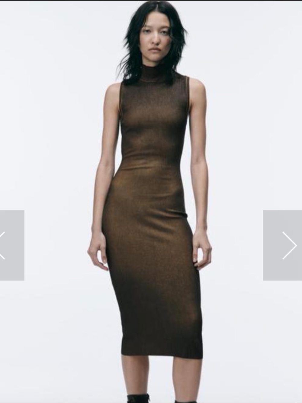 ZARA Ribbed Maxi Dress in Brown Size XS Like New